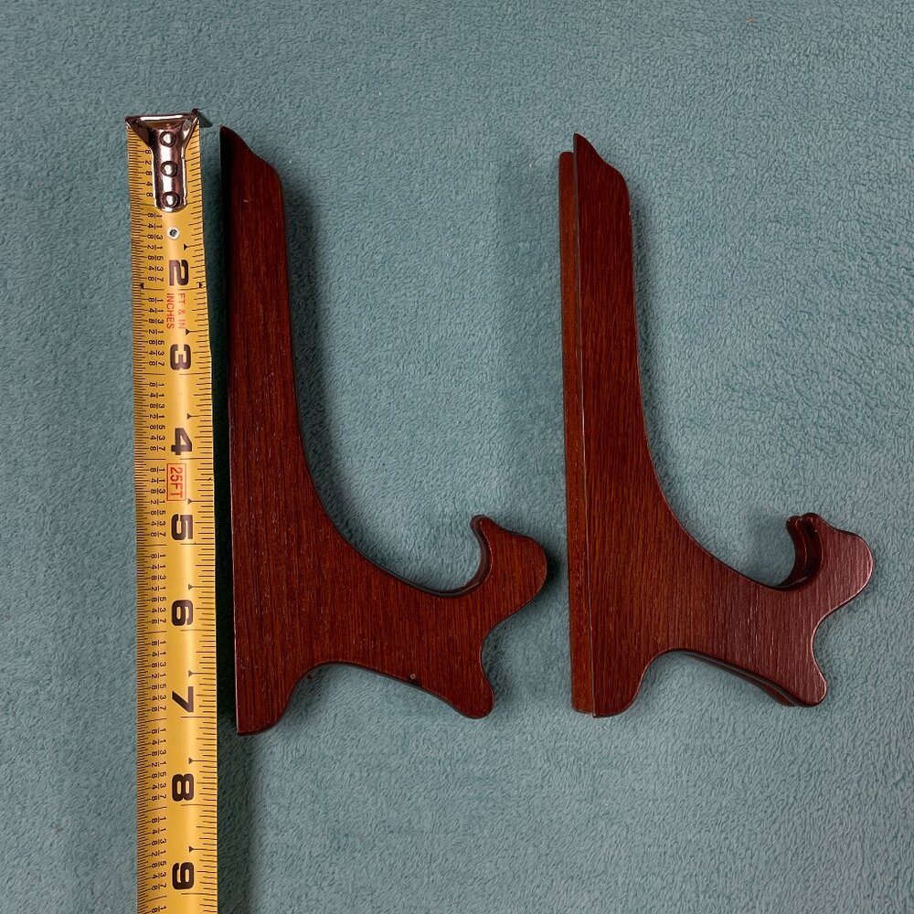 Set of 2 Wooden Plate Stands - Collectible Plates - Picture 2 of 10